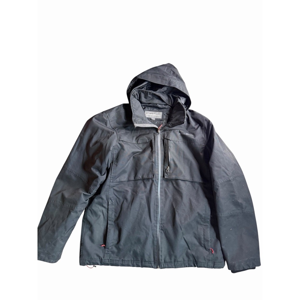 Eddie Bauer Weatheredge Lined Windbreaker Jacket Mens Tall XL Black Hooded